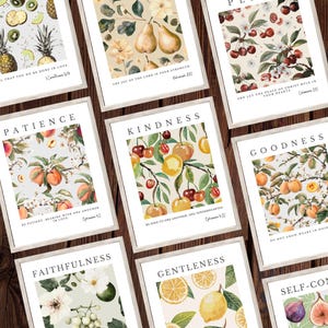 Fruit of the Spirit Wall Art Set of 9, Christian Bible Verse Prints ...