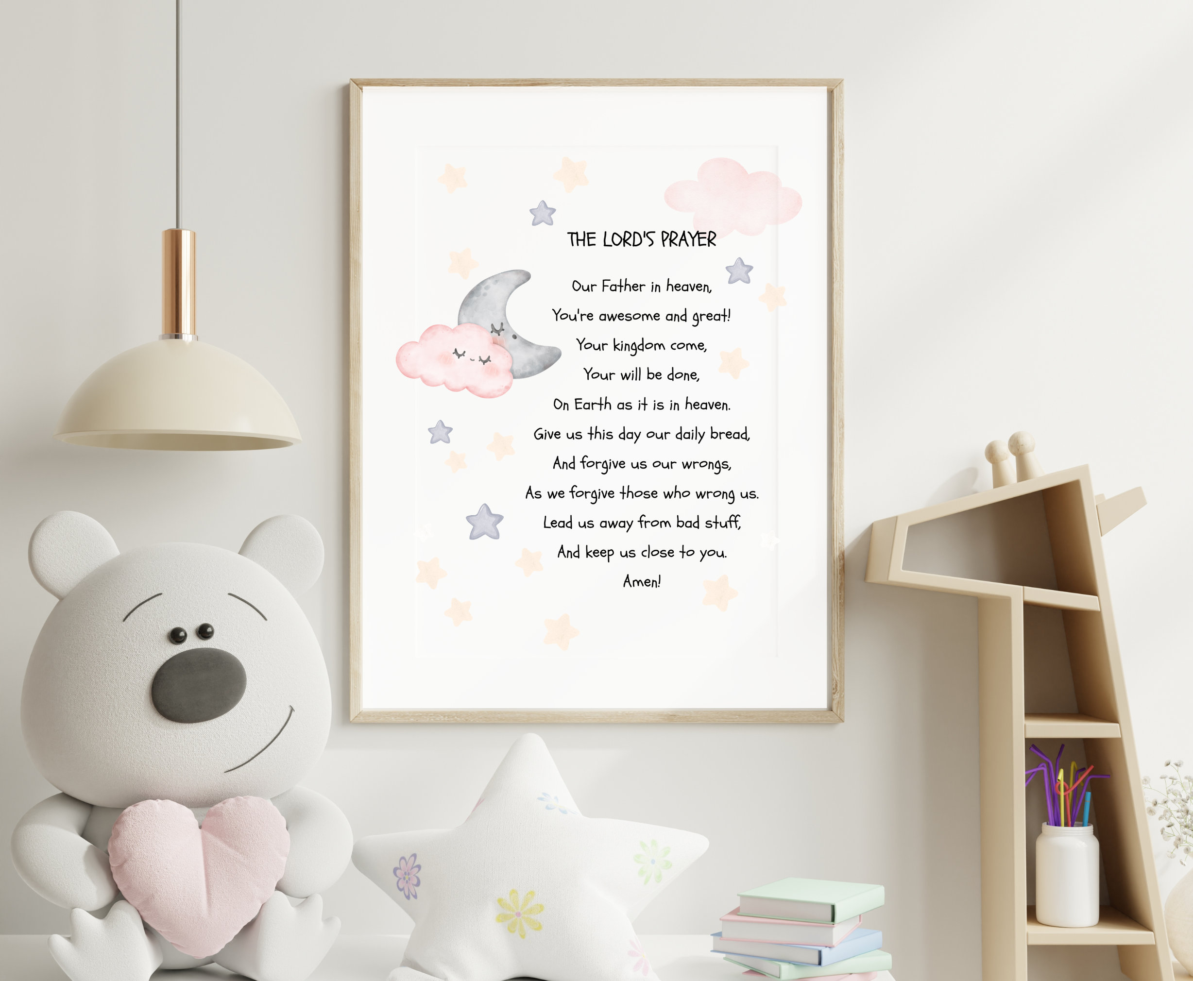 The Lords Prayer for Kids, Printable Wall Art for Church Sunday School ...