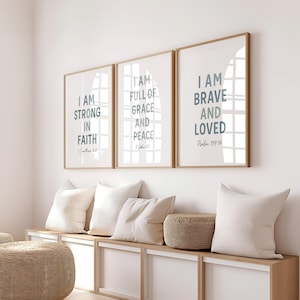 Bible Verse Prints: Christian Nursery Decor, Boys Room Art (Digital Download)