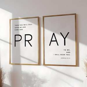 Jeremiah 29:12 Bible Verse Wall Art Christian Decor Printable Religious Gift Ideas Prayer Room Decoration Set of 2 Scripture Digital Prints