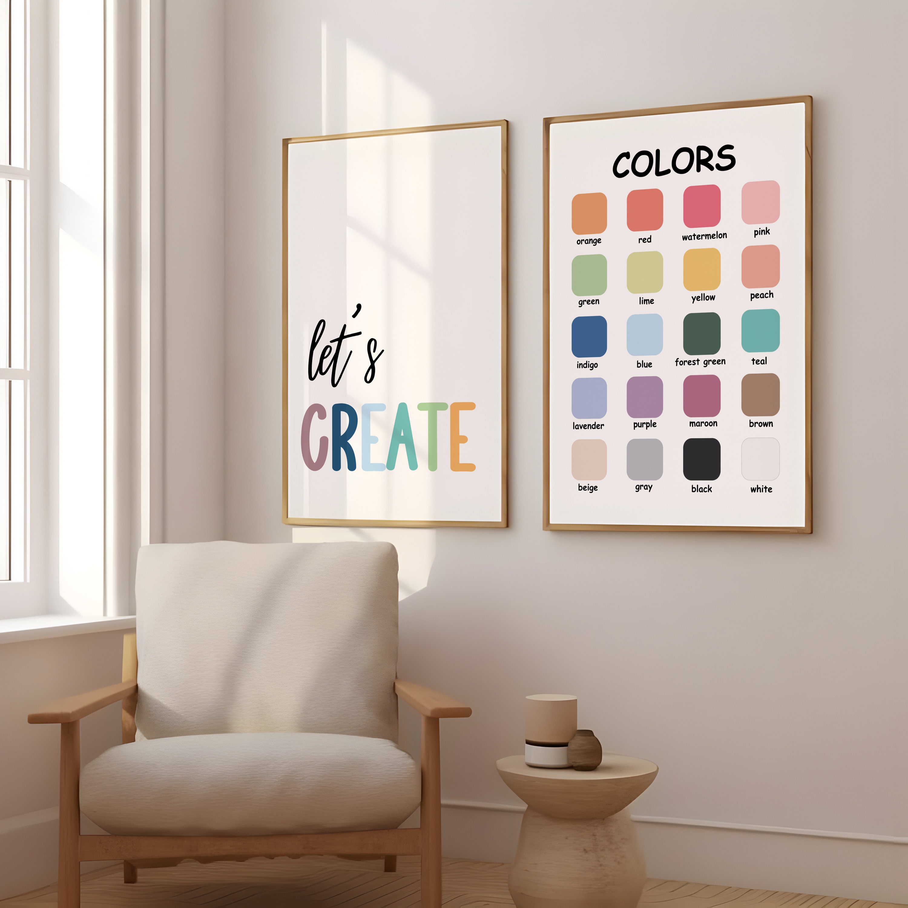 Color Chart Posters: Preschool Learning, Educational Wall Art (digital ...