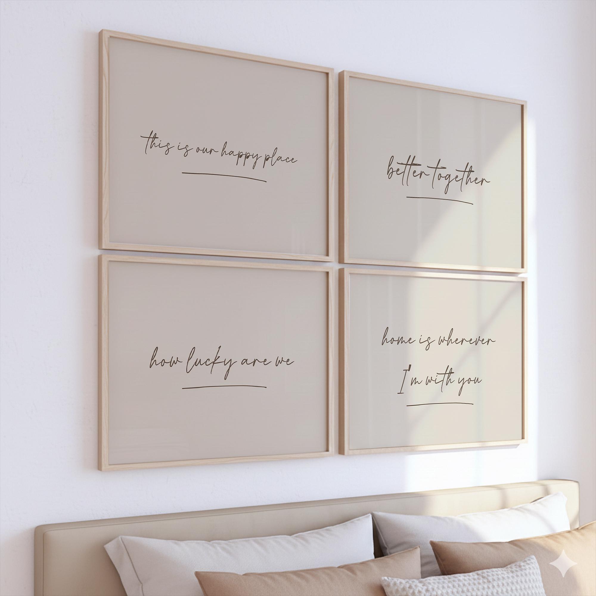 Set of 4 Minimalist Wall Art Prints, Neutral Beige Typography Posters ...