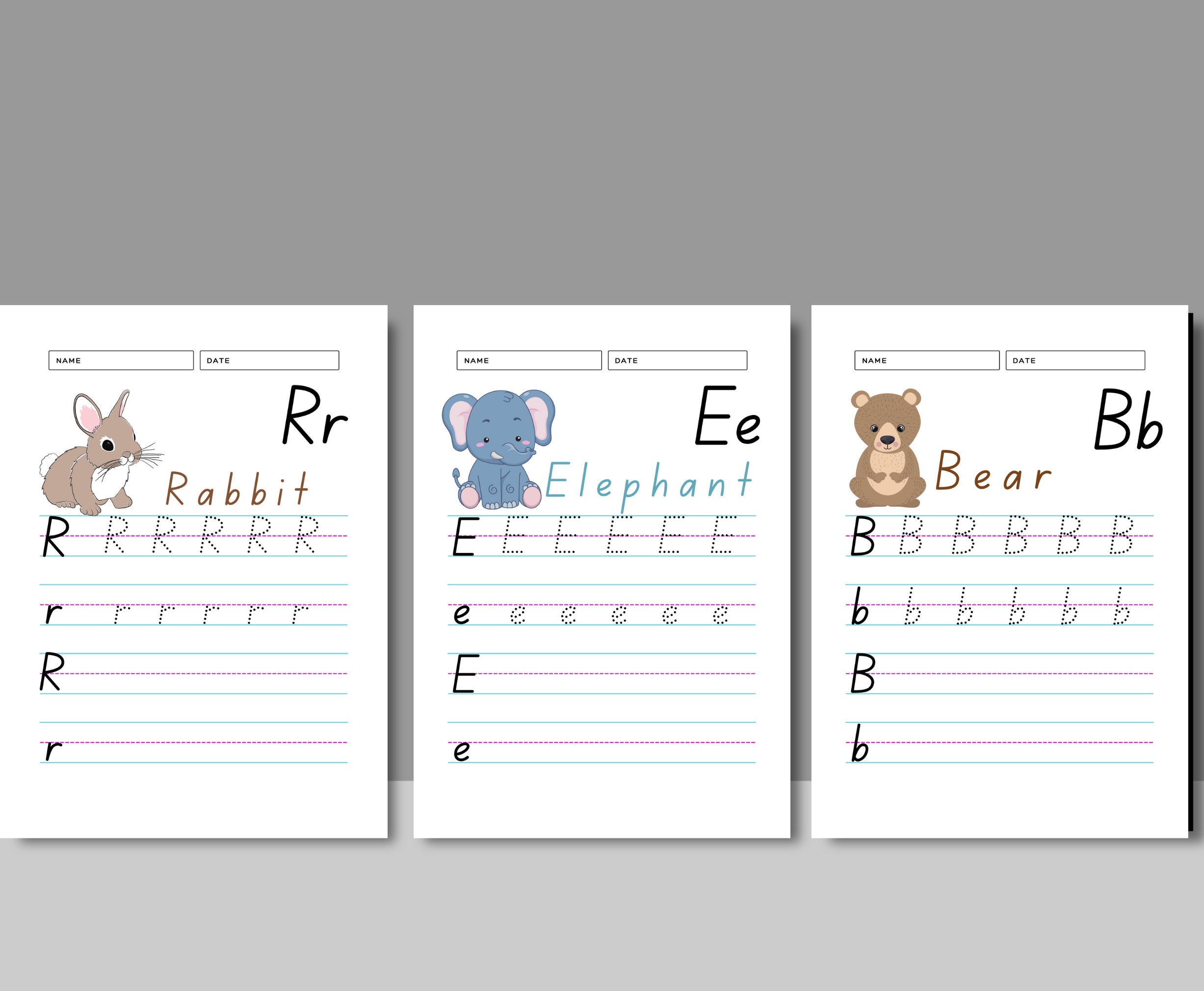 alphabet practice worksheets preschool kindergarten etsy