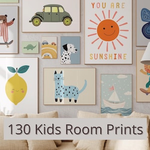 130 Kids Room Prints, Nursery Wall Art, Playroom Decor, Quirky Eclectic Digital Download