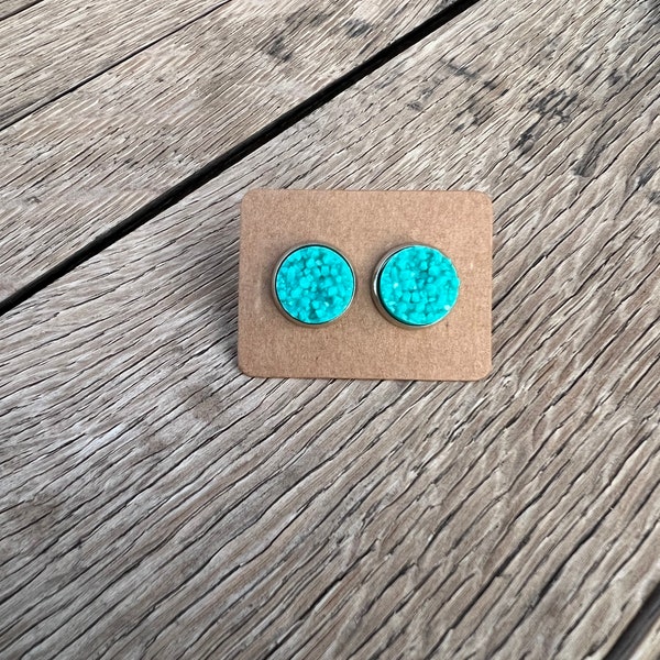 Turquoise Druzy Stud Earrings