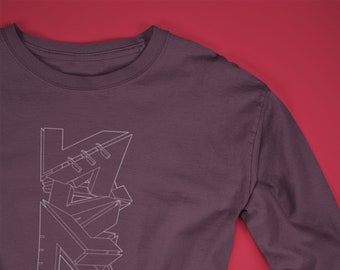 Tall "Graffiti Hall" Warm Colors Sweatshirt, Origami Abstract Art TShirt, Graphic Tee Shirt, Dad Gift, Gifts for Men, Aesthetic