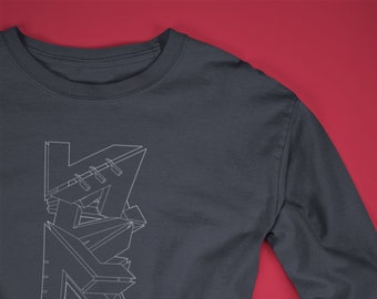 Tall "Graffiti Hall" Cool Colors Sweatshirt, Origami Abstract Art TShirt, Graphic Tee Shirt, Dad Gift, Gifts for Men, Aesthetic