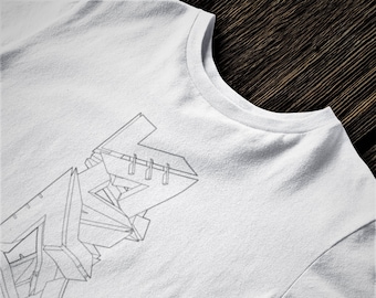 Tall “Graffiti Hall” Neutrals T Shirt, Origami Abstract Art TShirt, Graphic Tee Shirt, Aesthetic Birthday Gift, Gifts for Men