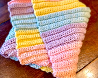 Pastel Stripes Crochet Baby Blanket