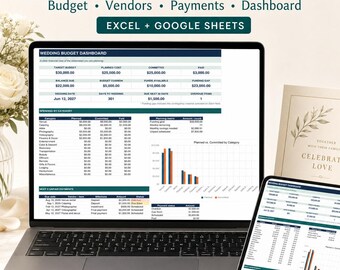 Wedding Budget Spreadsheet, Vendor Payment Tracker, Digital Wedding Planner for Excel & Google Sheets, Wedding Planning Template