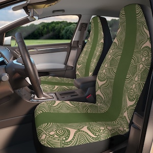 Fundas de asiento de coche, Boho Sage Green Lindo accesorios de coche para mujeres, Decoración de coche hippie, Funda de silla de vehículo universal personalizada, Cottagecore