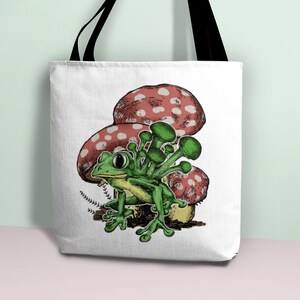 Frog Tote Bag, Mushroom Tote Bag, Frog and Toad Canvas Bag, Vintage ...