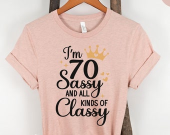 Camiseta de 70º aniversário: camiseta atrevida e elegante para mulheres