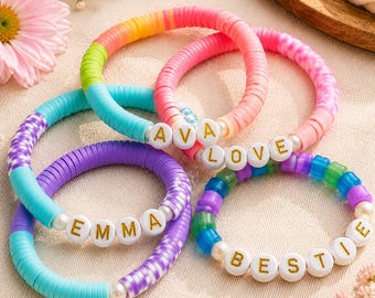 Personalized Name Bracelet | Custom Kids Bracelet | Heishi Bead Bracelet | Friendship Bracelet | Birthday Gift for Girls