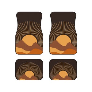 Sunset Car Floor Mats for Car Mats Hippie Car Decor 70s Car Floor Mat Boho Mountains Car Mat Cottagecore Car mat Retro Vehicle Mats Set of 4