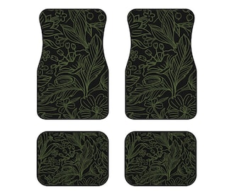 Green Car Floor Mats for Car Mats Sage Green Hippie Floor Mats Abstract Boho Car Mats Cute Boho Vehicle Car Mat Set of 4 Cat Mats for Women