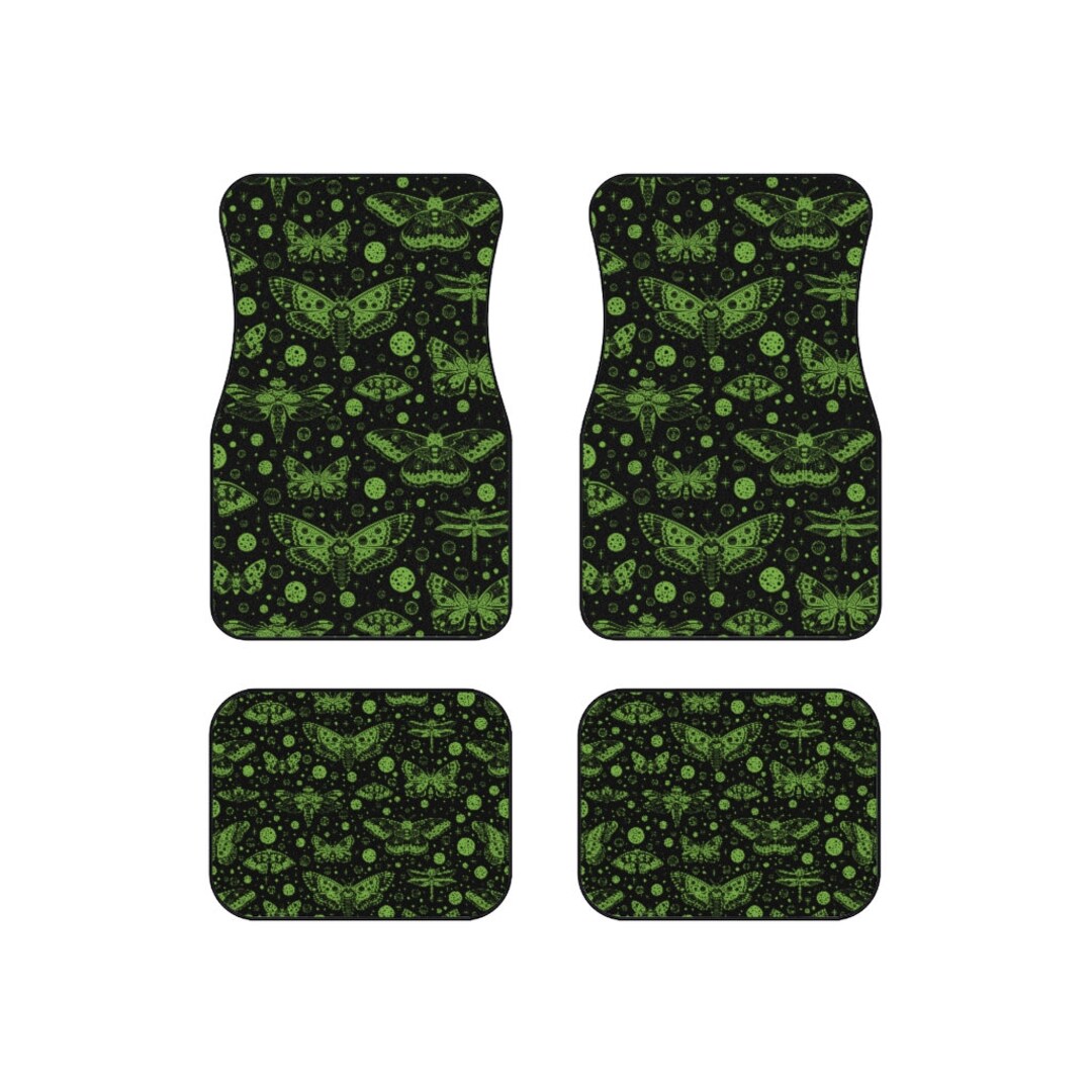 Green Car Floor Mats for Car Mats Moth Hippie Floor Mats Luna Moth Mats