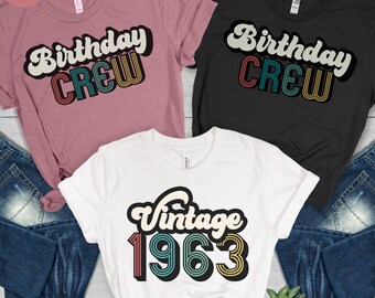 Vintage 1963 Shirt 60th Birthday Party Shirts Mens 60th Birthday T-Shirt 60th Birthday Crew Group Tees 60th Birthday Gift for Dad 60th Bday
