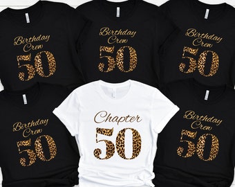 50th Birthday Shirts, Leopard Fiftieth Group Shirts, Fifty Birthday Crew, Birthday Squad, Happy Bday Tee, Birthday Party Tees, Gift for Her
