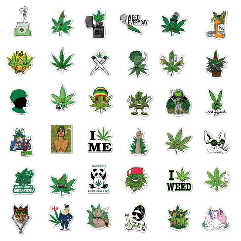 50 Stoner Stickers Weed Stickers Weed Art Stoner Decor Etsy