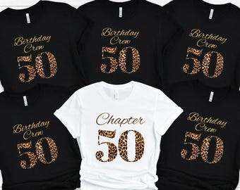 50th Birthday Squad Shirts – Matching Group Party Tees for Women & Men | Chapter 50 Black and White Milestone Birthday T-Shirt