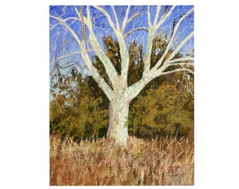 Painting Pastel Signed Original Tree Landscape