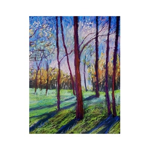 Painting Pastel Original Trees Landscape Framed