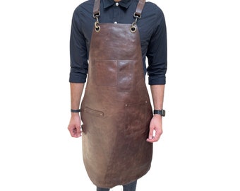 Leather Apron, Woodworking Apron, Welding Apron, BBQ Apron, Grilling Apron, Heavy Duty Apron 100% Leather