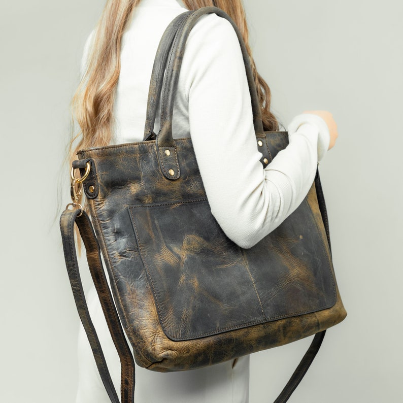 large leather tote bag