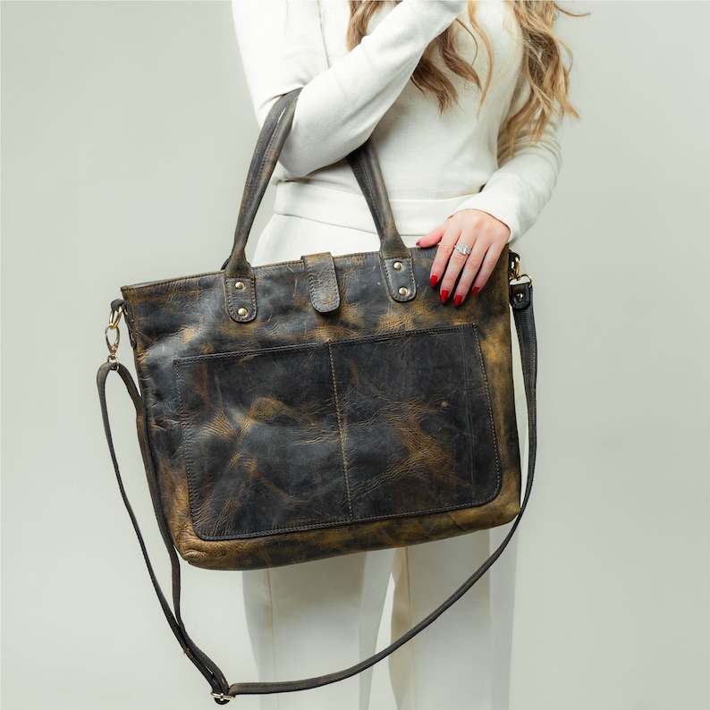 large leather tote bag