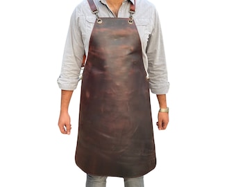 Leather Apron For Woodworking BBQ Grilling Apron With No Pockets 100% Real Leather