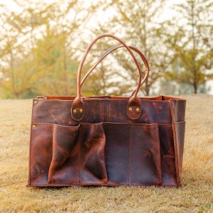 leather tool bag with pockets
