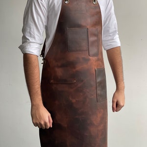 Leather Apron, Woodworking Apron, Welding Apron, BBQ Apron, Grilling Apron, Heavy Duty Apron 100% Leather