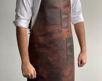 Leather Apron, Woodworking Apron, Welding Apron, BBQ Apron, Grilling Apron, Heavy Duty Apron 100% Leather