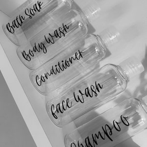 Labelled travel bottles 100ml - Shampoo - Conditioner - Body Wash - Face Wash - Bath Soak - PERSONALISED BOTTLES AVAILABLE