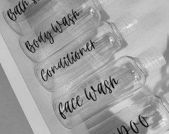 Labelled travel bottles 100ml - Shampoo - Conditioner - Body Wash - Face Wash - Bath Soak - PERSONALISED BOTTLES AVAILABLE