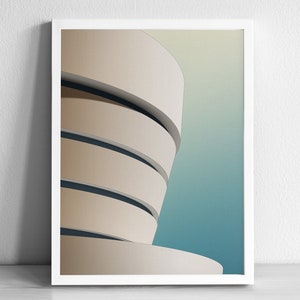 Impressão da arte da arquitetura moderna do Museu Guggenheim | abstrato gráfico da ilustração pôster | Impressão de arte de arquitetura minimalista | Nova Iorque
