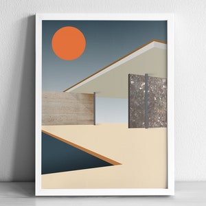 Barcelona Pavilion Art Print | Modern Architecture |Graphic Illustration Abstract Poster | Ludwig Mies van der Rohe