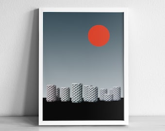 Flower Petal Tower Paris France | Choux de Creteil | Graphic Illustration Abstract Poster | Brutalist Architecture