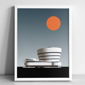 Guggenheim Museum Modern Architecture Art Print | Graphic Illustration Abstract Poster | Minimalist Architecture Art Print | New York