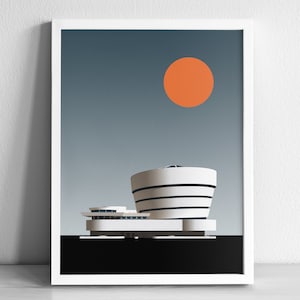 Guggenheim Museum Moderne Architektur Kunstdruck | Grafische Illustration Abstrakt Poster | Minimalistische Architektur Kunstdruck | New York