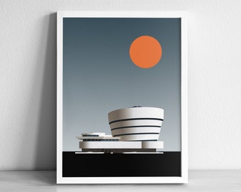 Guggenheim Museum Modern Architecture Art Print | Graphic Illustration Abstract Poster | Minimalist Architecture Art Print | New York