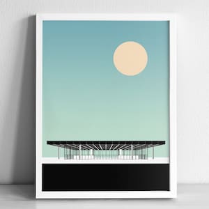 Neue Nationalgalerie Berlin Art Print | Modern Architecture |Graphic Illustration Abstract Poster | Ludwig Mies van der Rohe