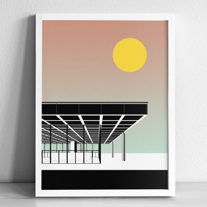 Neue Nationalgalerie Berlin Art Print | Graphic Illustration Abstract Poster | Ludwig Mies van der Rohe
