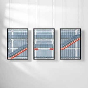 Printable Centre Pompidou Gallery Print Set | France Modern Architecture | Graphic Illustration Abstract Print | Minimalist | Beaubourg