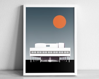 Le Corbusier Villa Savoye France Modern Architecture Art Print | Graphic Illustration Abstract Poster