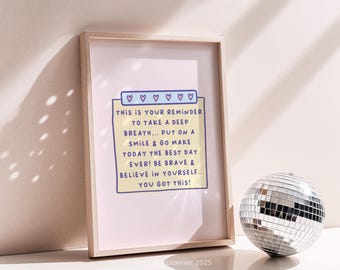 Positive Sticky Note Art Print: Cosy Motivational A4 PDF (Digital Download)