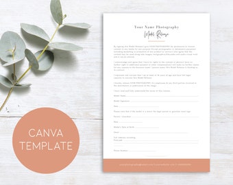 Model Release Form,Model Release for Photography,Photography Contract,Templates for Photographers,Photographer Form,Canva Template
