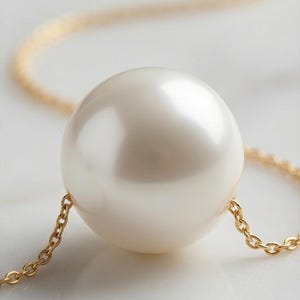 Oversized Pearl Necklace Handmade, Large Ceramic Pearl Pendant, Statement Minimalist Gold Chain, Modern White Pearl Jewelry, Unique Gift for