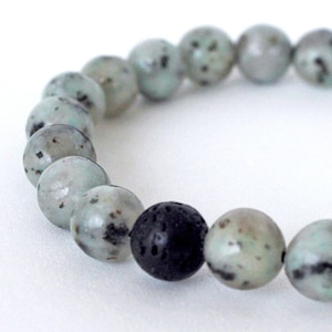 Kiwi Jasper Anxiety Bracelet | Lava Stone Aromatherapy Diffuser, Handmade in Canada